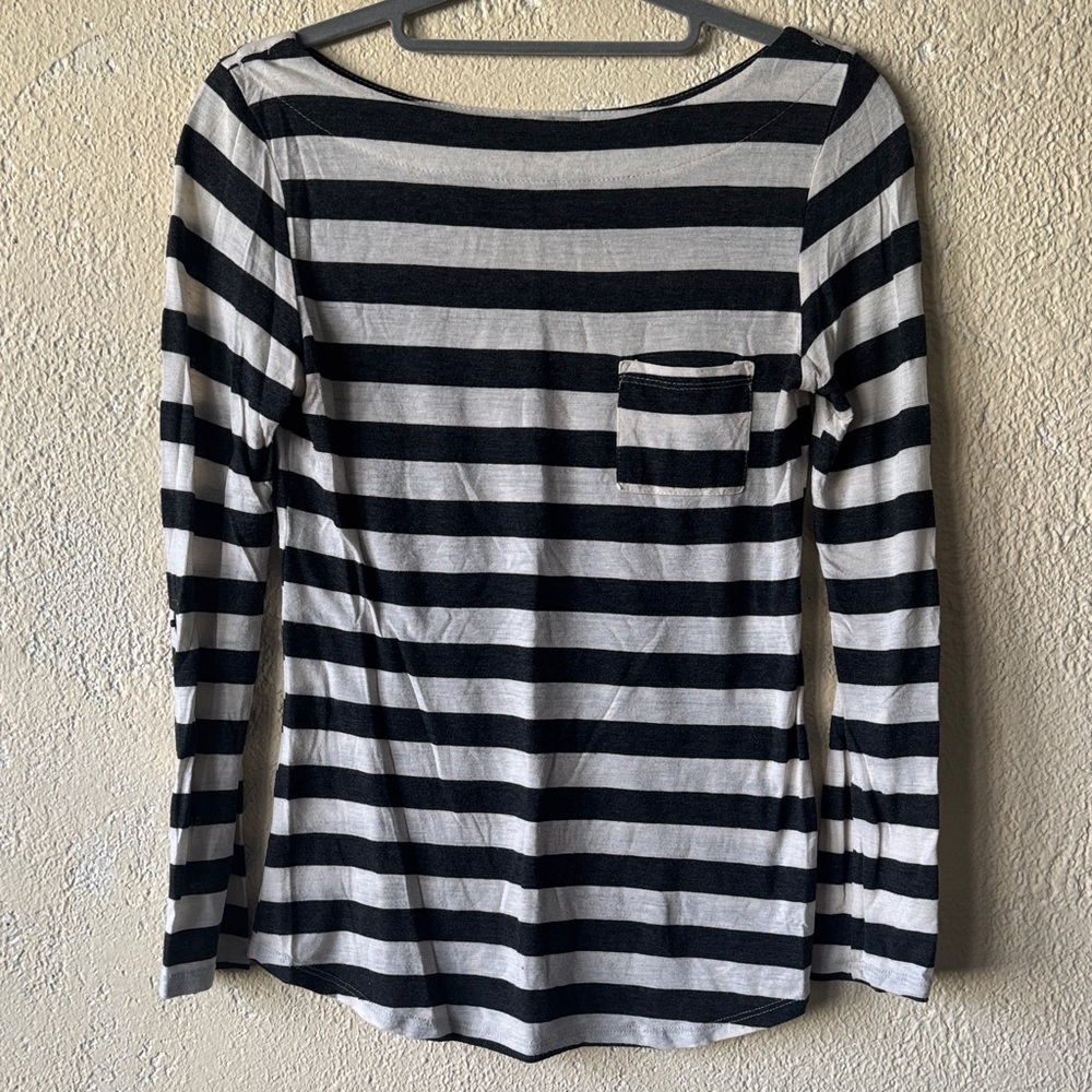 Just Ginger Black and White Striped Long Sleeve Tee